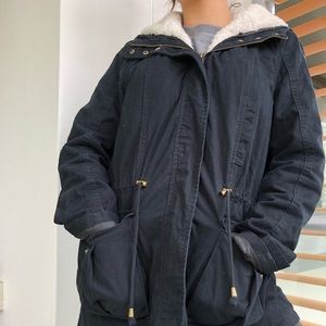 Fluffy black winter coat